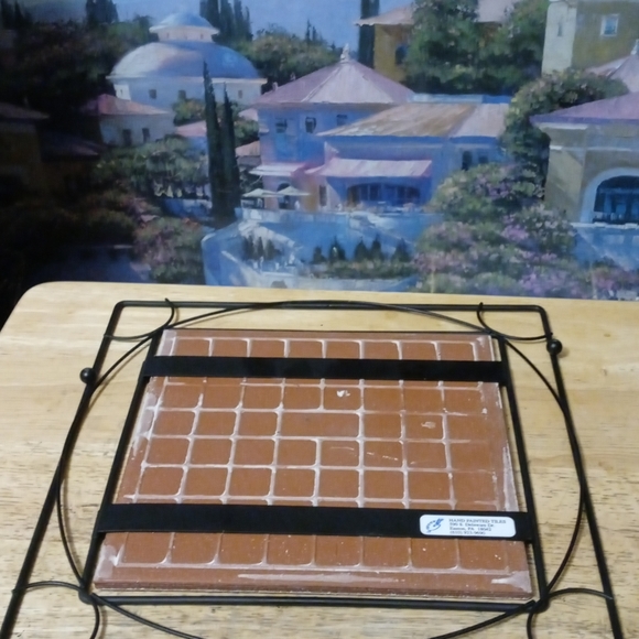 🍜Vintage Ceramic Tile Cast Iron Trivet🍝 🆕11"×11",Kitchen&Dining,Nice Gift🍲🎁 - Picture 10 of 16